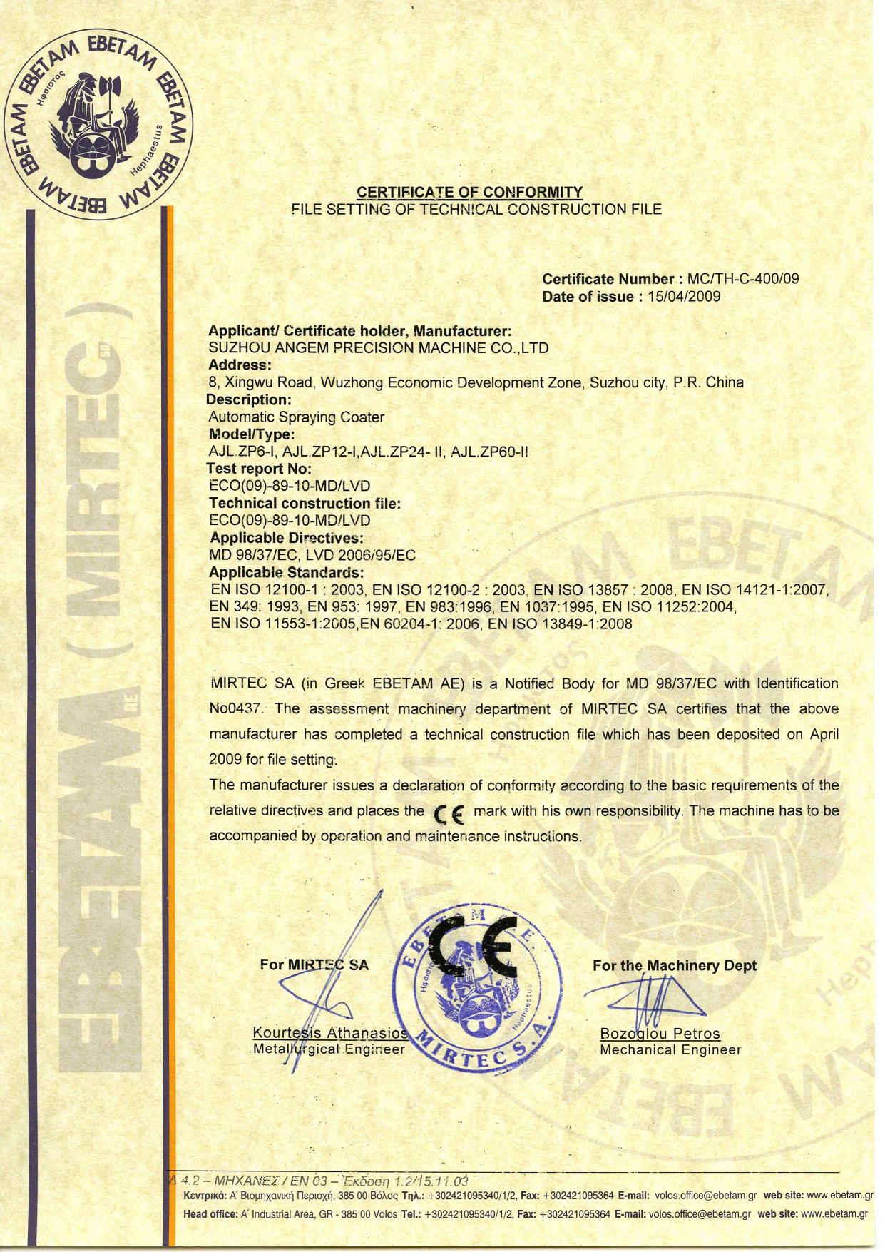 CE Certifications